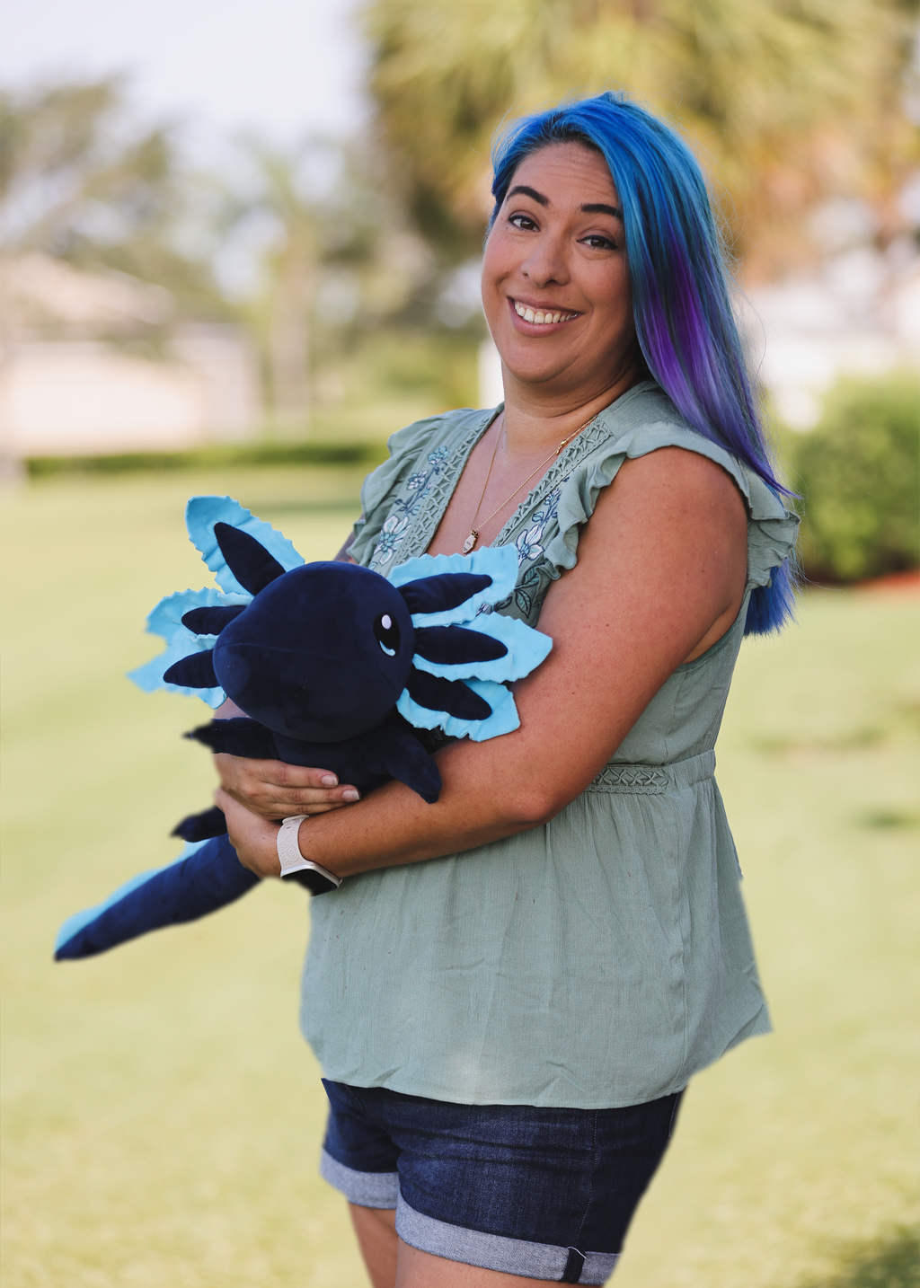 [PRE-ORDER] 4lb Weighted Realistic Axolotl Plush - Blue (1.8kg)