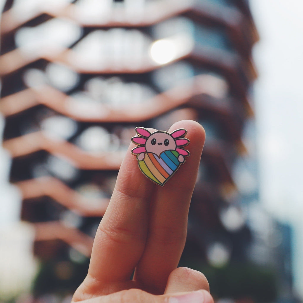 Rainbow Heart Axol Pin